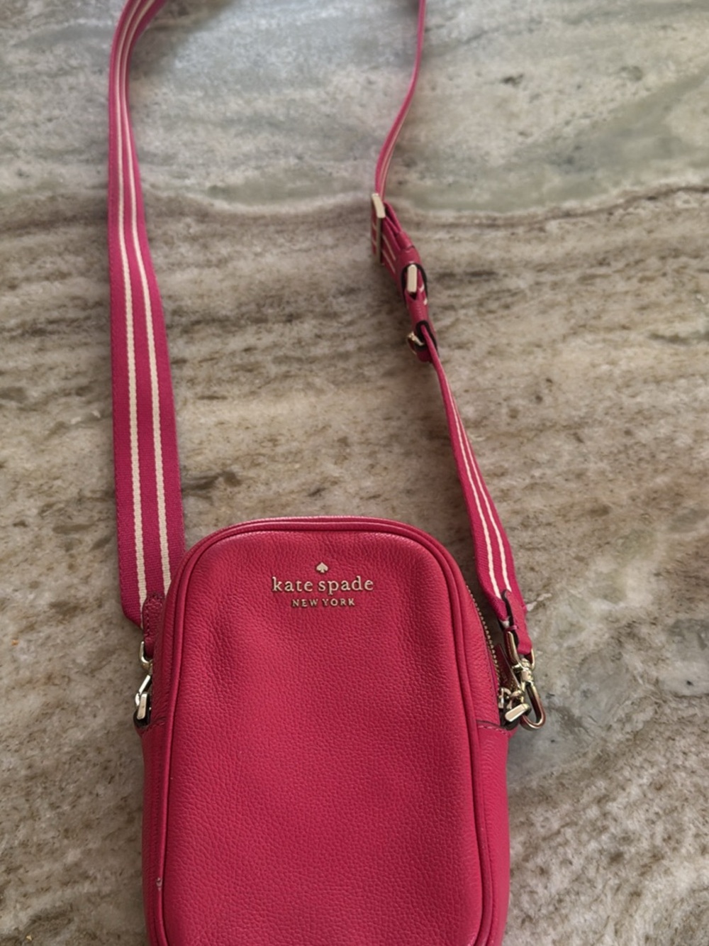 kate spade Hot Pink Pebbled Leather Crossbody Phone Pouch